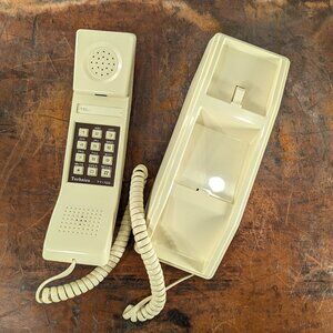 Vintage Beige push-button corded wall hanging phone Technico TT-103